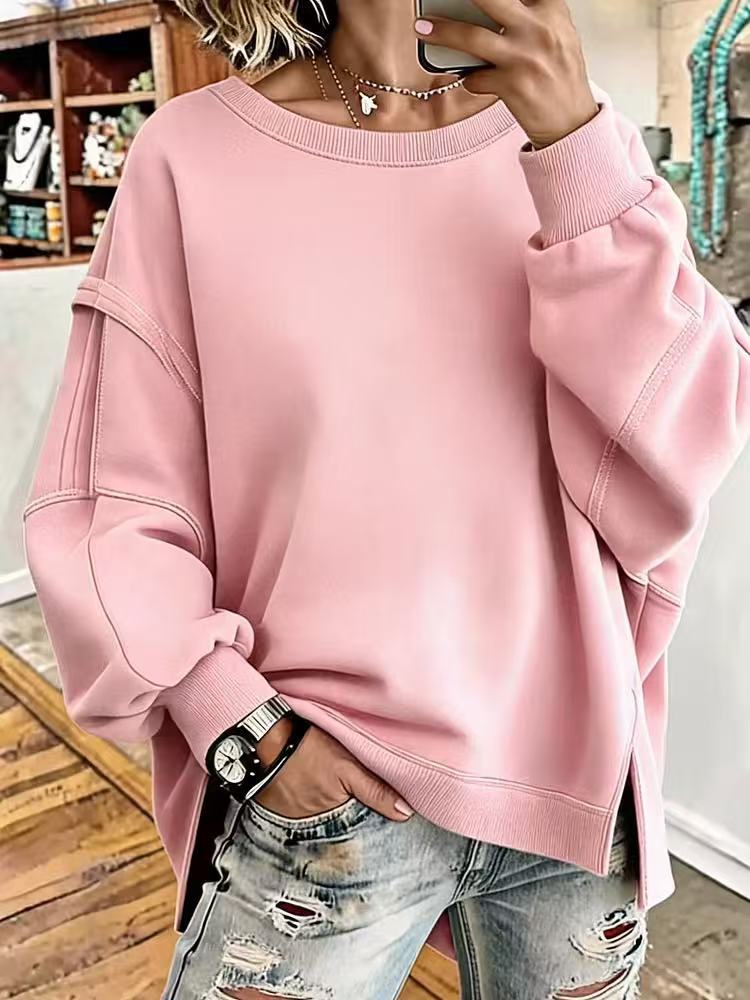 Crew Neck Loose Long Sleeve Sweatshirt