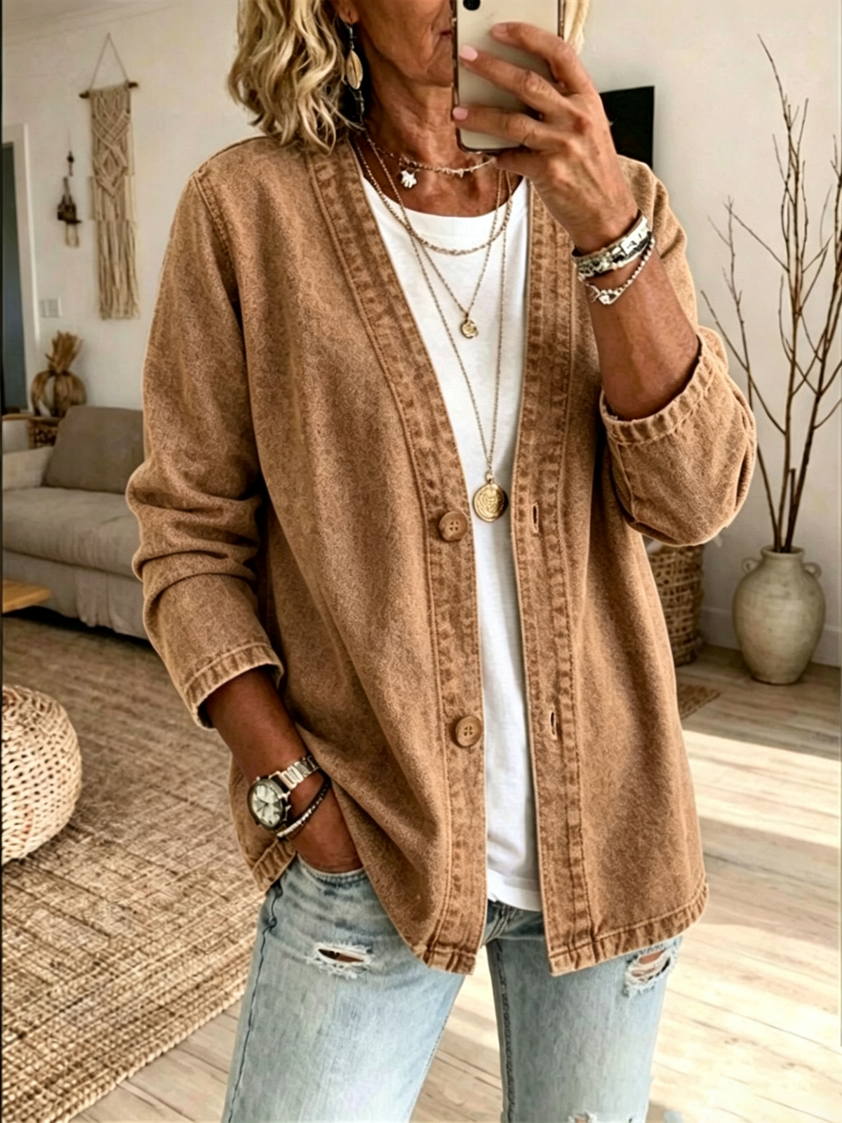 NEW ARRIVALš„ 50% OFF | Boutique-Style Luxe Cotton Denim Jacket