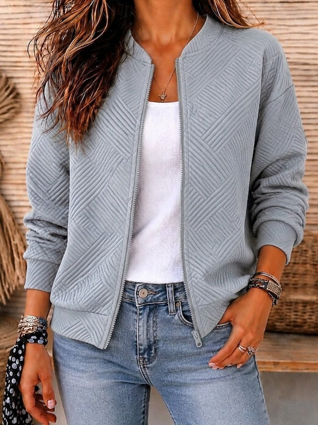 Women's Quilted Jacket Casual Jacket Windproof Warm Pocket Open Front Daily Casual Casual Regular Stand Collar Regular Fit Long Sleeve Outerwear Blue Black Pink Fall Winter