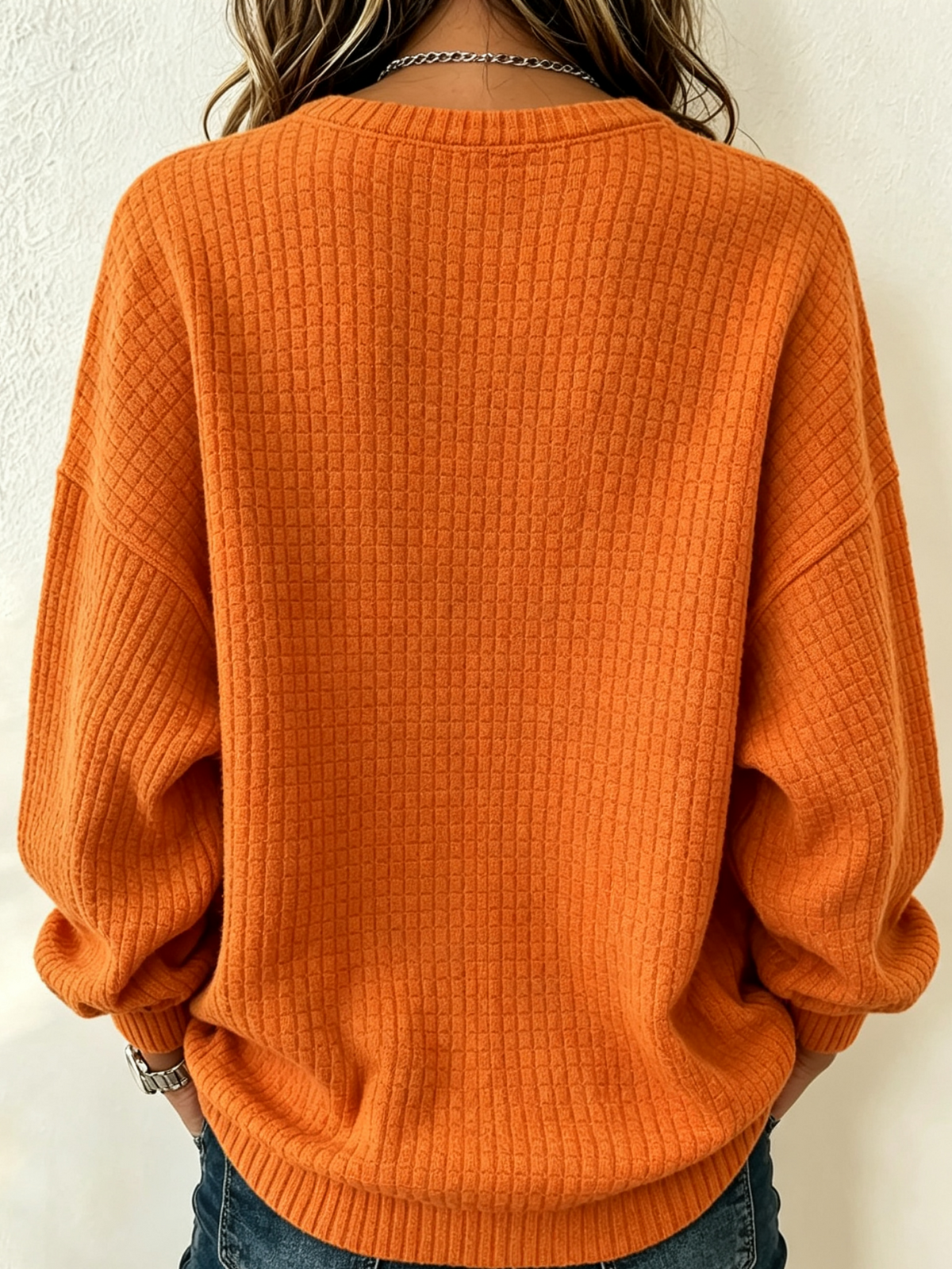 🎃 Women’s Halloween Pumpkin Sweater Crew Neck Long Sleeve Loose Knit Pullover