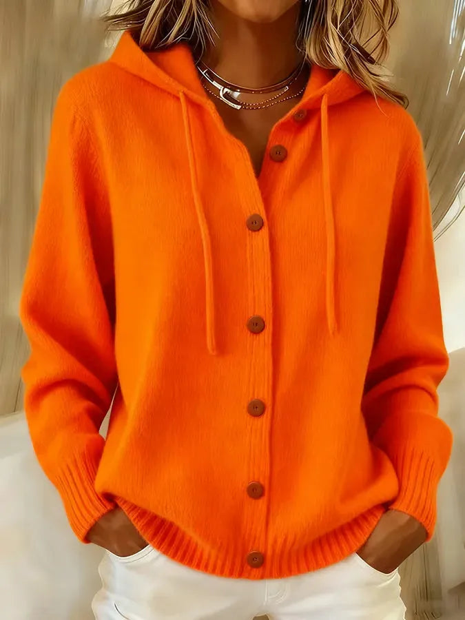CLEARANCE SALEš„ Women's Casual Hoodie Cotton Plain Long Sleeve Comfy Cardigan