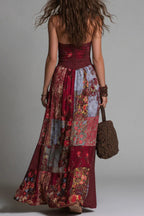Women Vintage Patchwork Bohemian Maxi Dress
