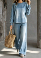 Women Ombre Wash Casual Two-Piece Set