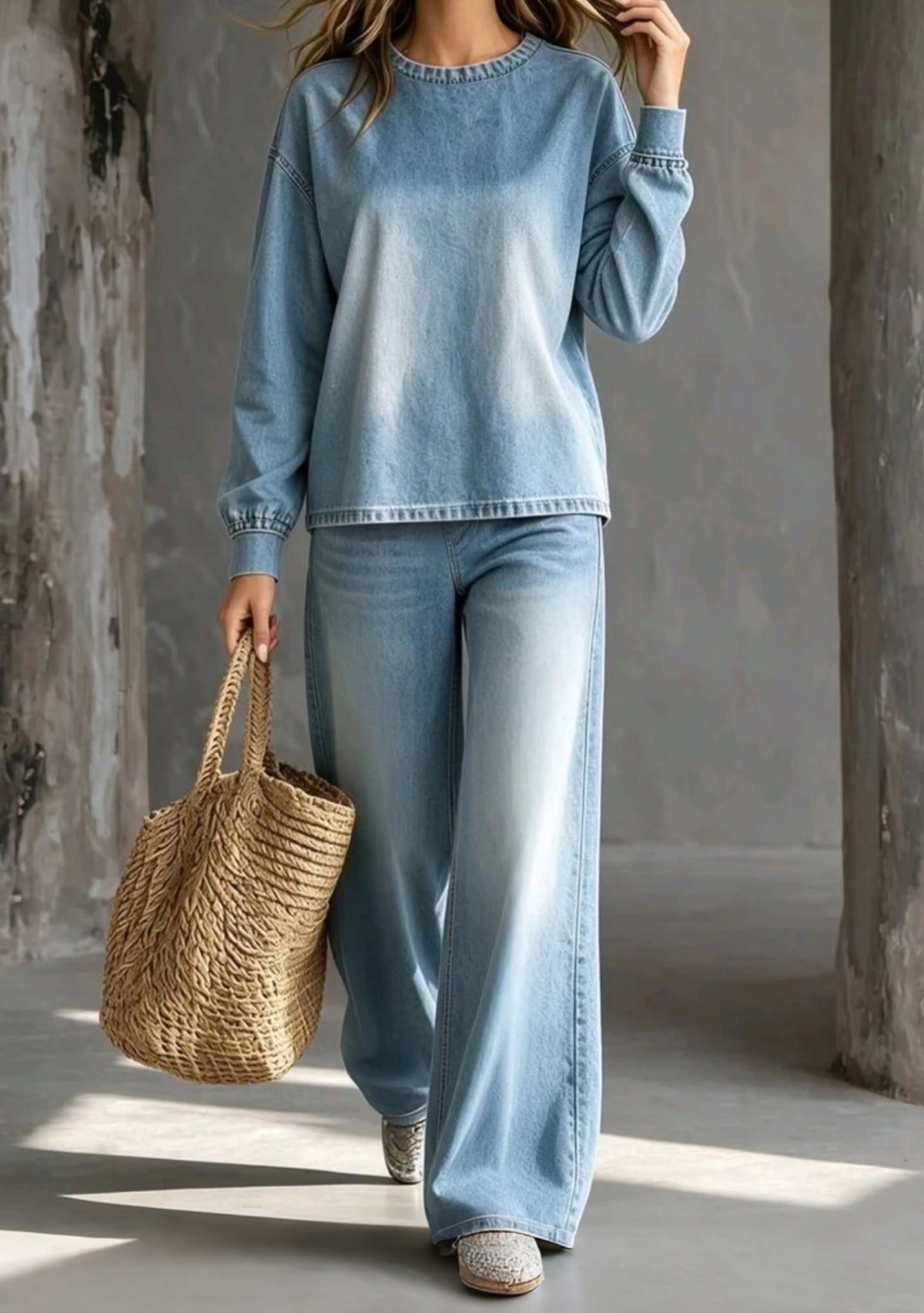 Women Ombre Wash Casual Two-Piece Set