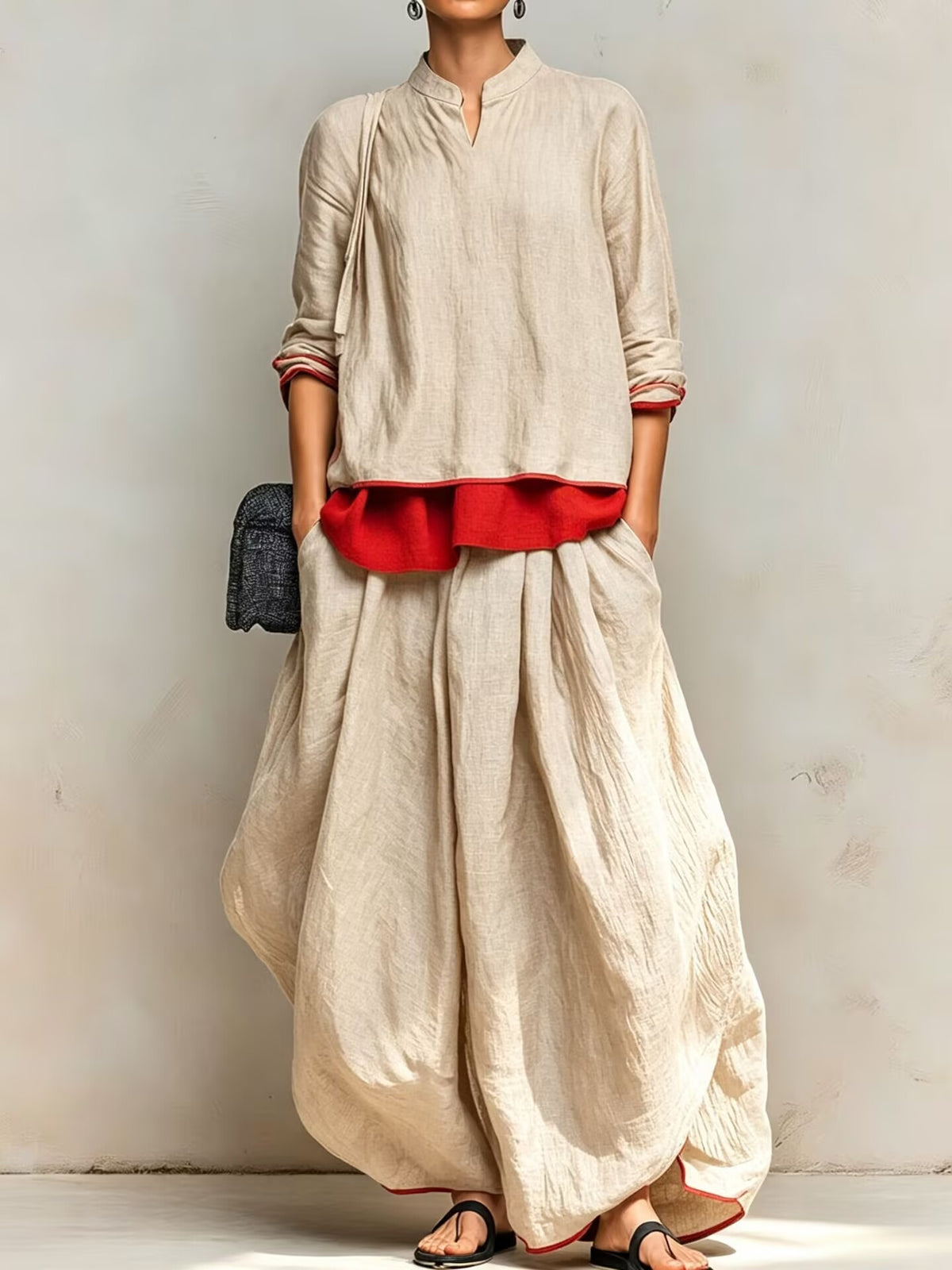 🔥 Limited-Time Special Offer🔥Women Elegant Layered Wide-Leg Two-Piece Set