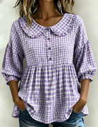 New Arrivals🔥Women's Gingham Puff Sleeve Peplum Blouse