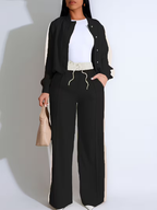 Color-Blocked Loose Women'S Casual Two-Piece Set