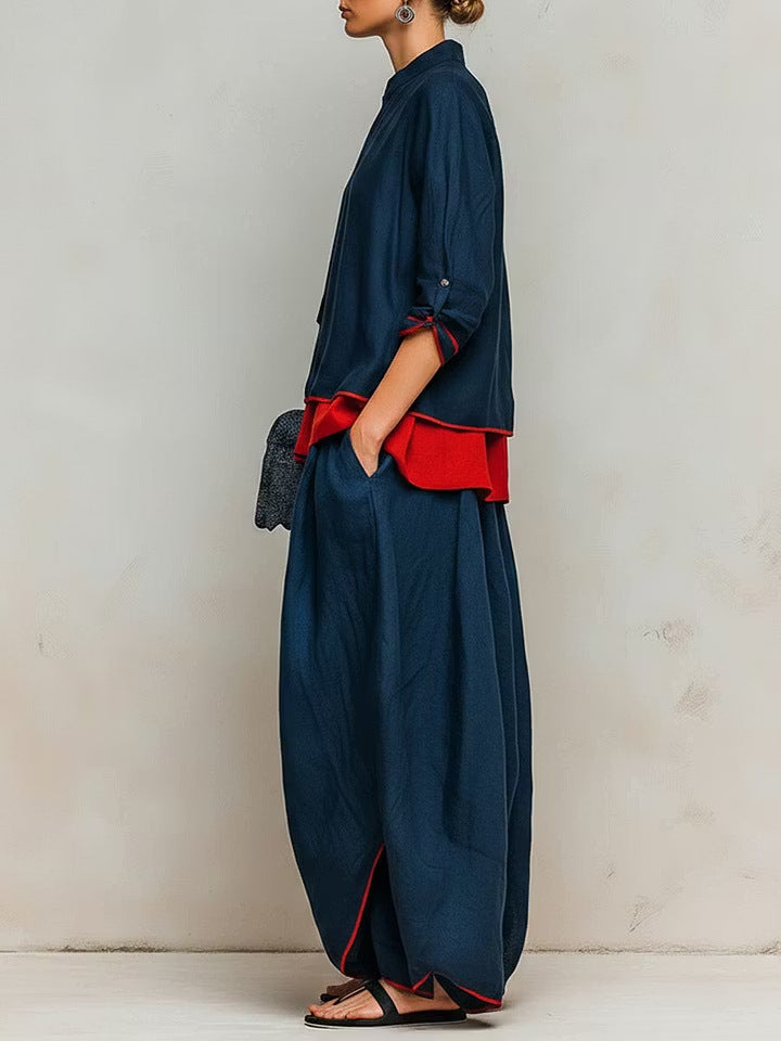 🔥 Limited-Time Special Offer🔥Women Elegant Layered Wide-Leg Two-Piece Set