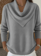Elegant Retro Soft Triangle Neck Solid Color Sweater Top